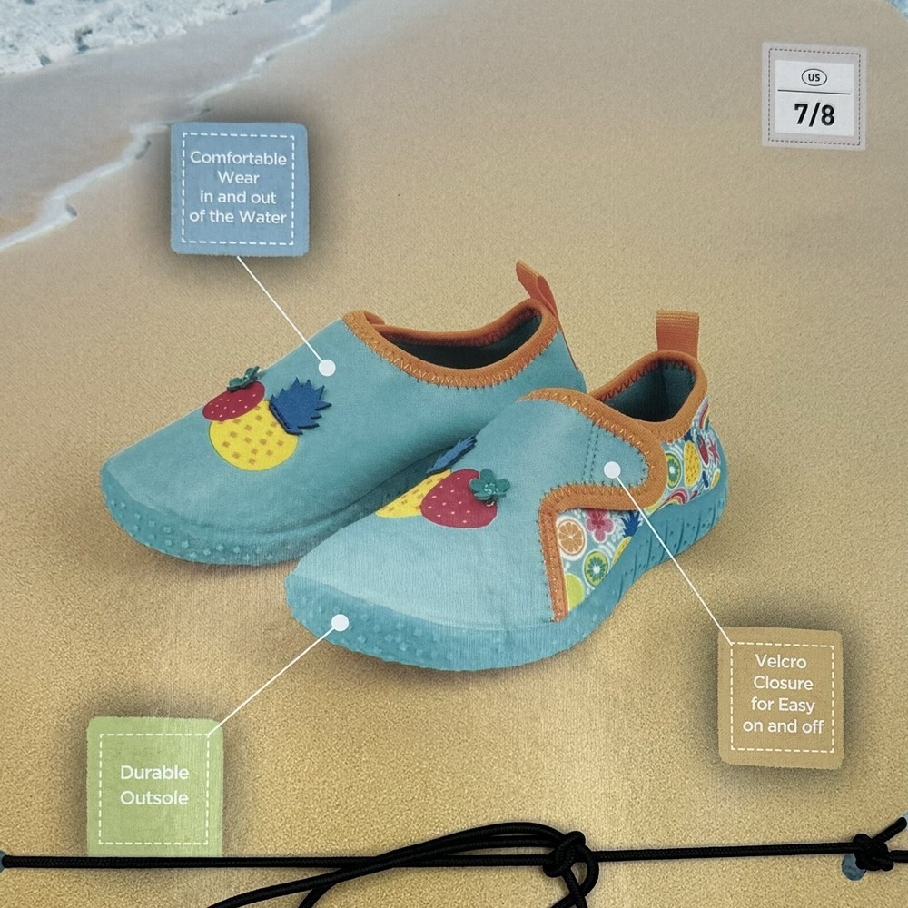 TODDLER Unisex 7/8 Summer Water Shoes- Beach/ Splash Pad/ Pool - Picture 5 of 6